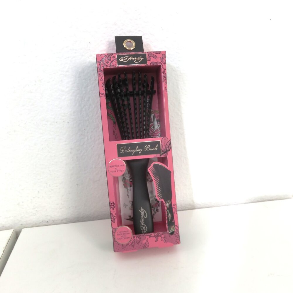 (#120) ED HARDY detangling Customize W Stickers Hair Brush